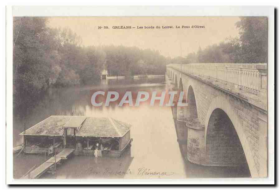Orleans CPA Les bords du Loiret Le pont d'Olivet (lavoir)
