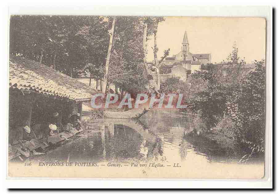 Environs de Poitiers — Gencay — Vue vers l'Église — LL.
