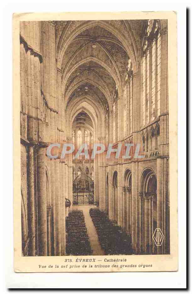 Évreux — Cathédrale — Vue de la nef prise de la tribune des grandes orgues