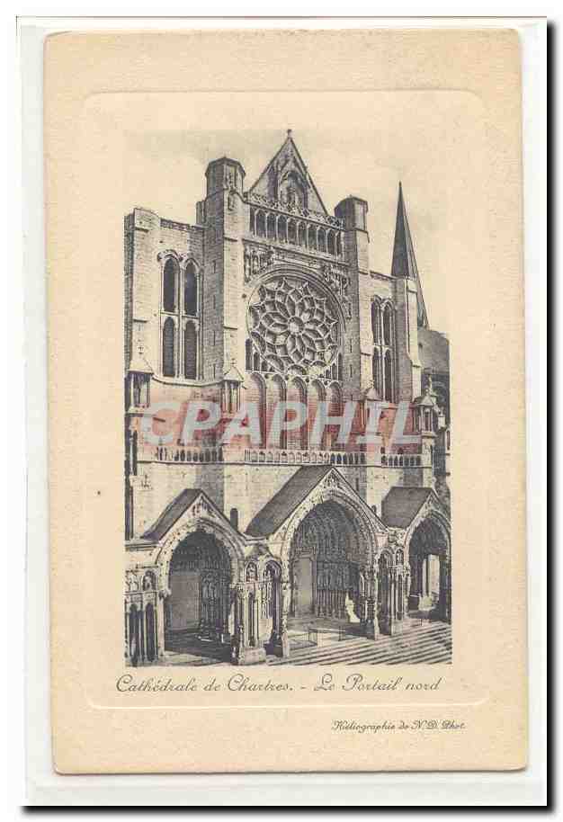 Cathédrale de Chartres — Le Portail nord — Héliographie de N.B. Phot