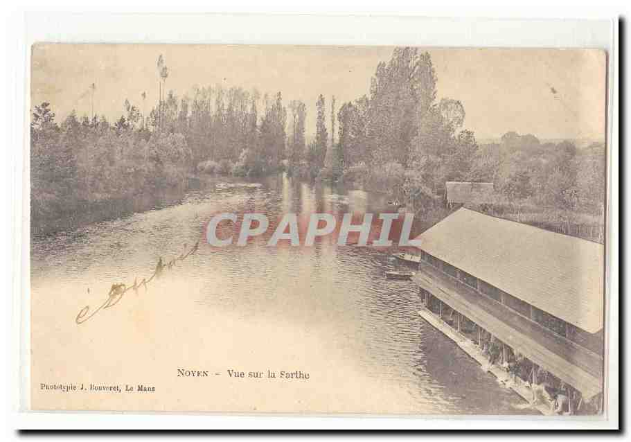 Noyen CPA vue sur la Sarthe (lavoir)