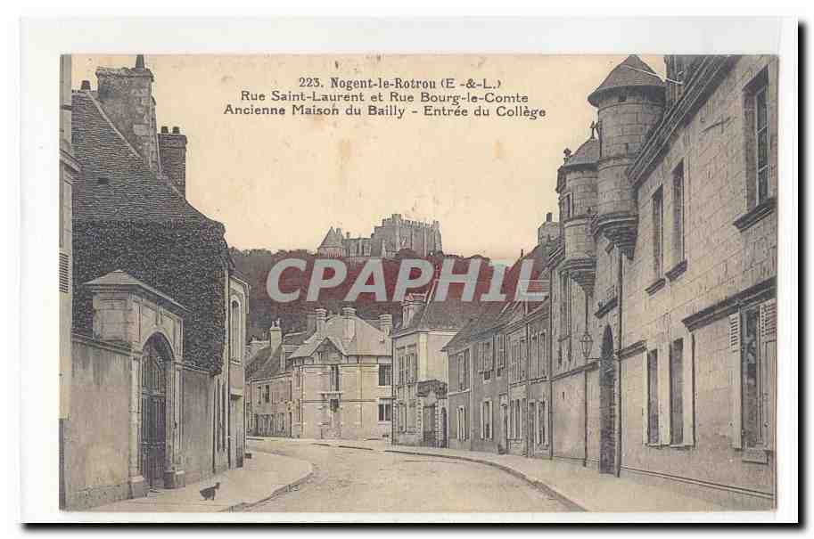 Nogent-le-Rotrou — Ancienne Maison du Bailly et Entrée du Collège — Éditeur E.&L., n°223