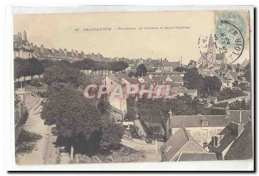 Châteaudun — Panorama : le Caivaire et Saint-Valérien