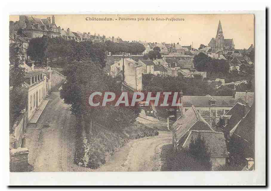 Chateaudun CPA Panorama pris de la sous prefecture