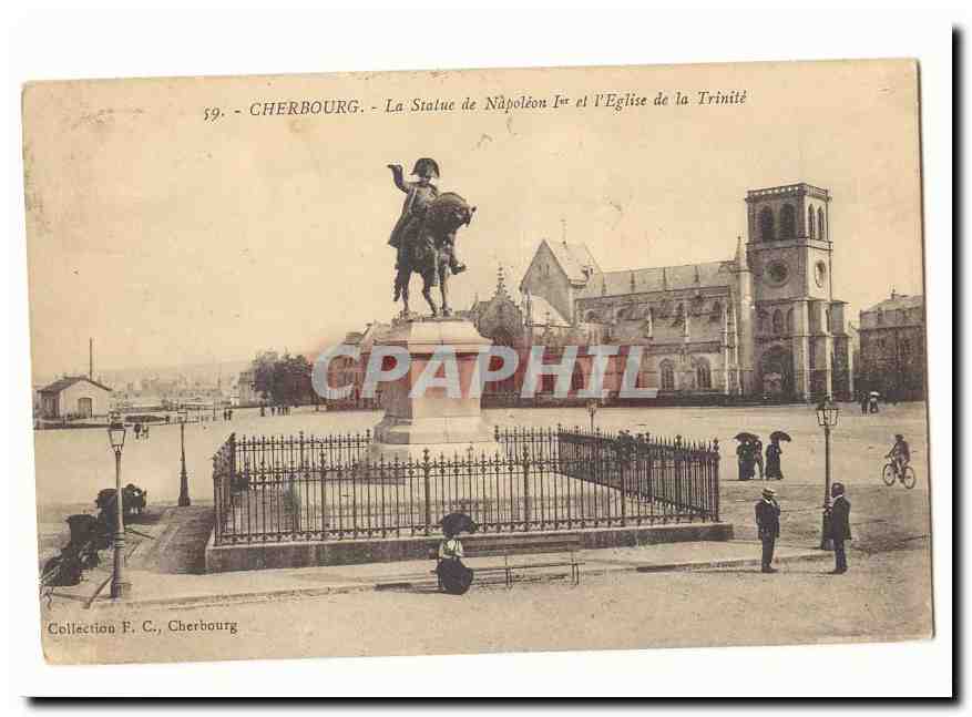 Cherbourg — Die Statue Napoleons I. und die Kirche der Dreifaltigkeit