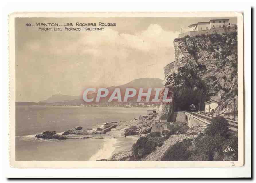 Menton CPA Les rochers rouges Frontiere franco italienne