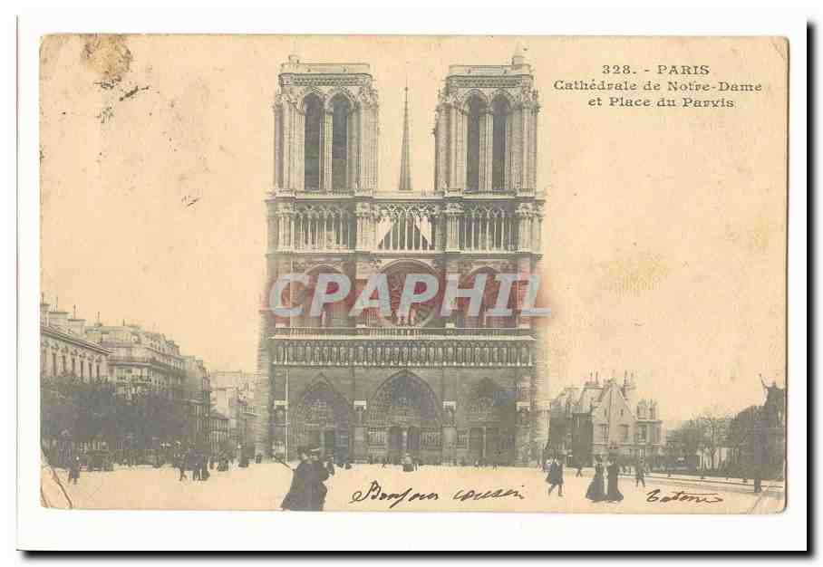 Paris (1er) CPA Cathedrale de notre Dame et place du Parvis