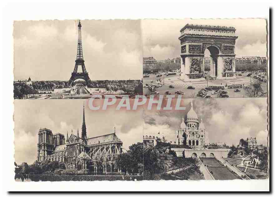 Paris CPM Et ses merveilles (tour Eiffel Arc de triomphe sacre coeur Notre Dame)