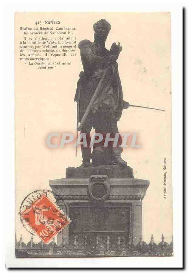Nantes CPA Statue du general Cambronne des armees de Napoleon 1er