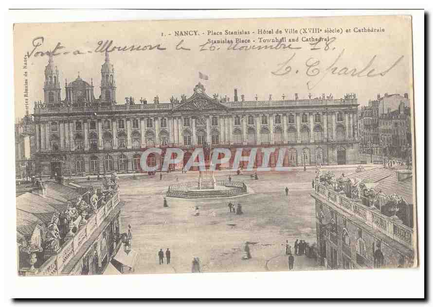 Nancy - Place Stanislas - Hôtel de Ville (XVIIIe siècle) et Cathédrale