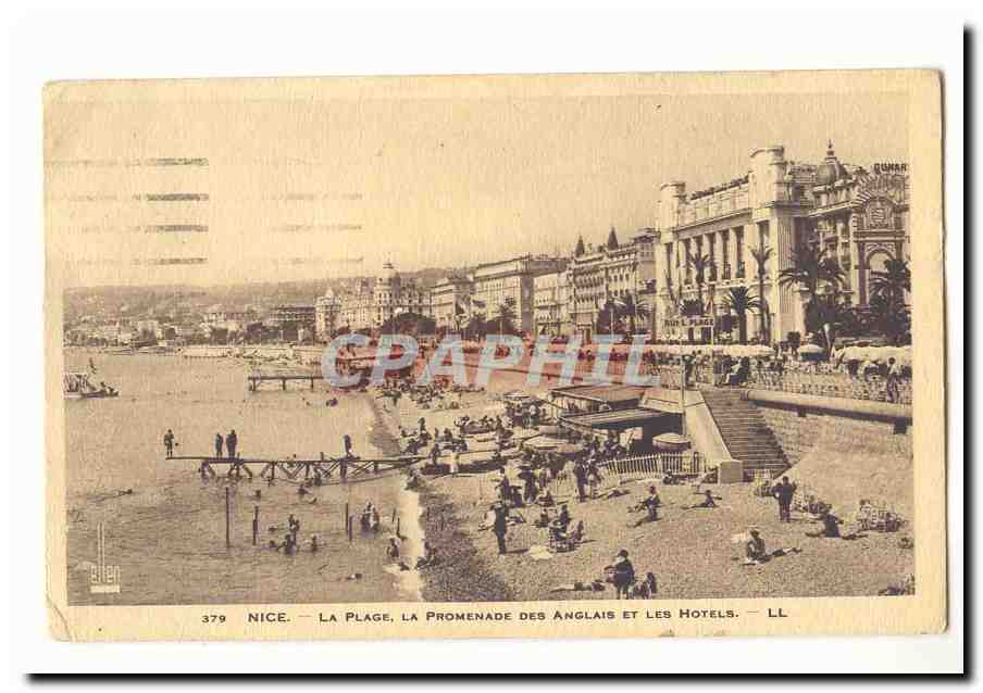 Nice CPA La plage la promenade des anglais et les hotels
