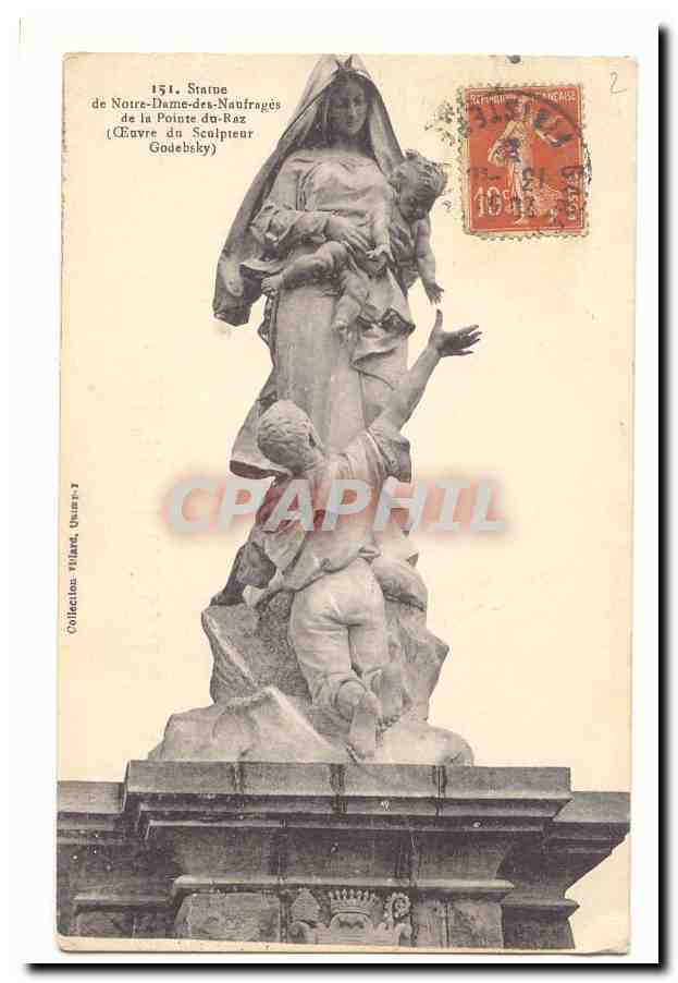 CPA Statue de Notre Dame des Naufrages de la pointe du Raz (sculpteur Godebsky)