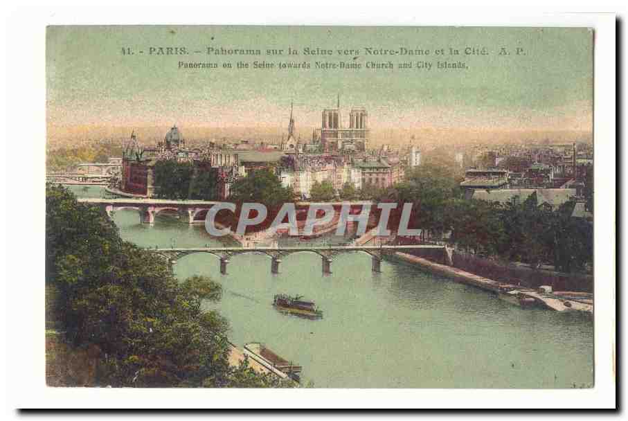 Paris (1er) CPA Panorama sur la Seine vers Notre Dame et la Cite