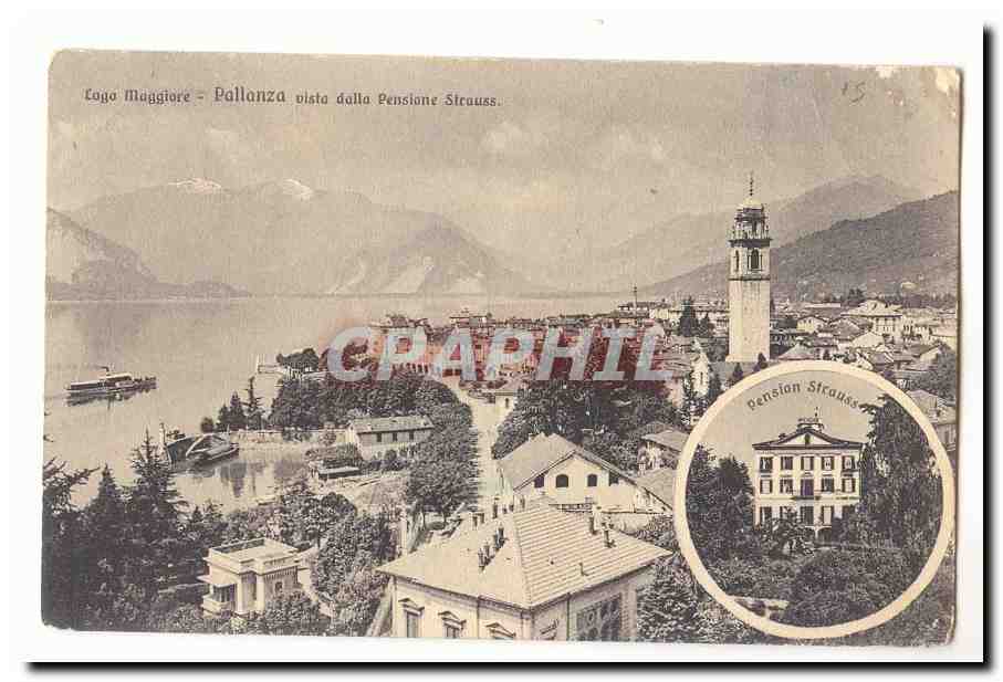 Lago Maggiore CPA Pallanza vista dalla Pensione strauss