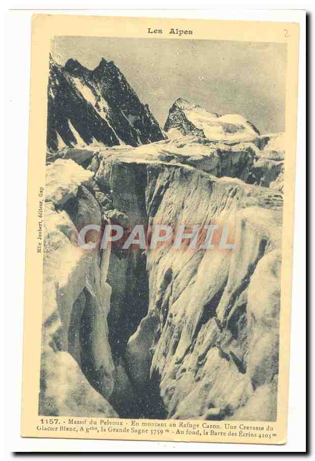 Massif du Pelvoux — Auf dem Weg zum Caron-Refuge. Eine Rissstelle des Weißen Gletschers — Verlag Aille Jombert, Gap, n° 1157