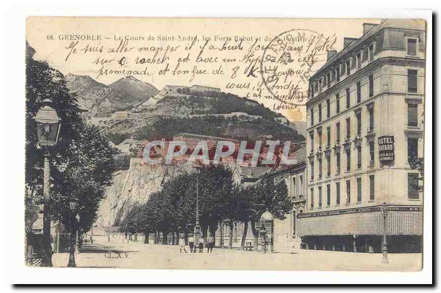 Grenoble CPA Le cours de Saint Andre les forts Rabot et de la Bastille (Hotel Bayard)