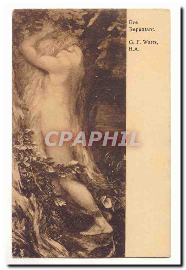 CPA Eve repentant G F Watts Ra (femme nu)