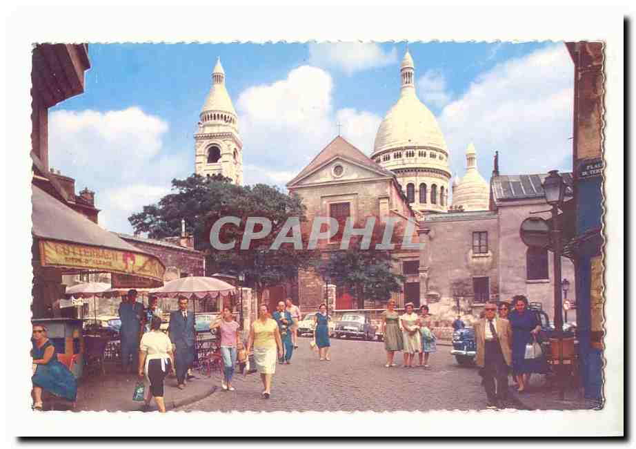Paris (18eme) CPA Le Sacre Coeur de Montmartre et la place du Tertre