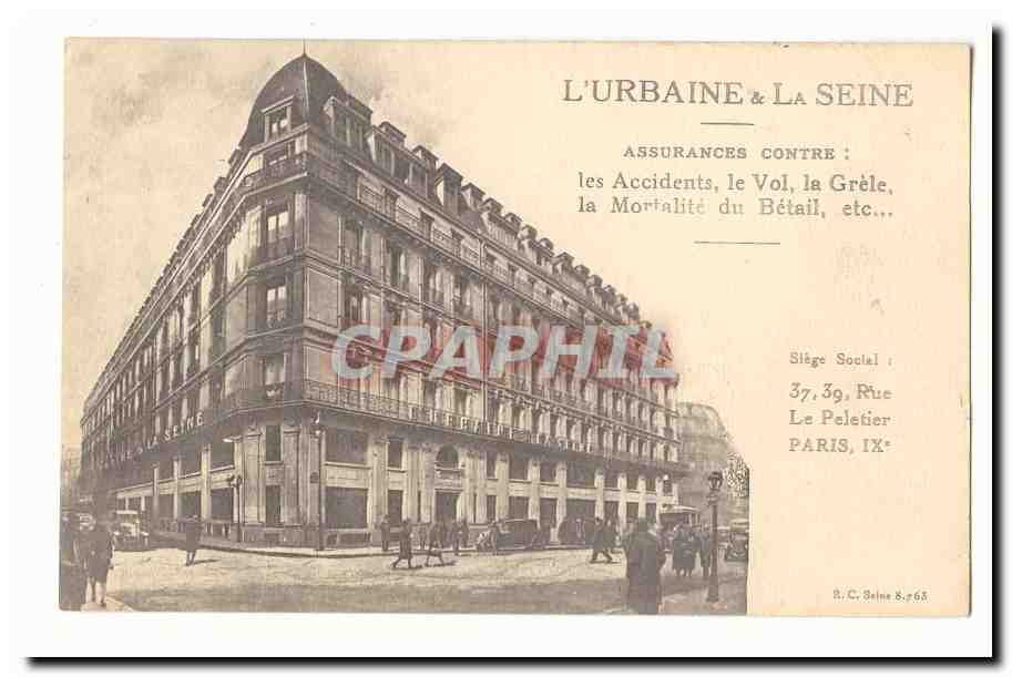 Paris (9eme) CPA l'urbaine et la Seine Assurances Rue le Peletier 9eme