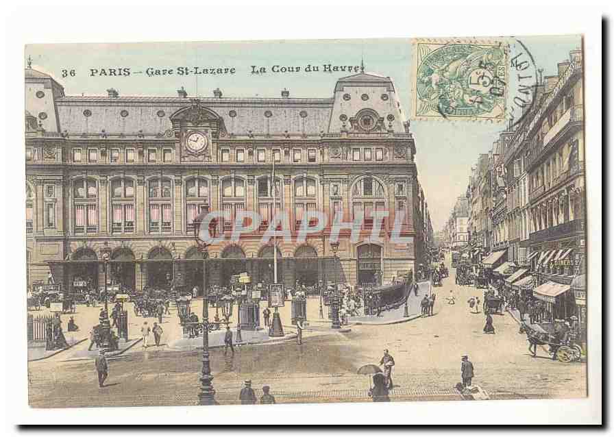 Paris (9eme) CPA Gare St Lazare La cour du Havre