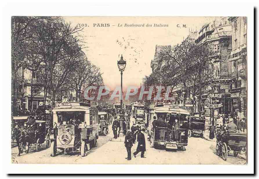 Paris (9eme) CPA Le boulevard des Italiens (tramways bus)
