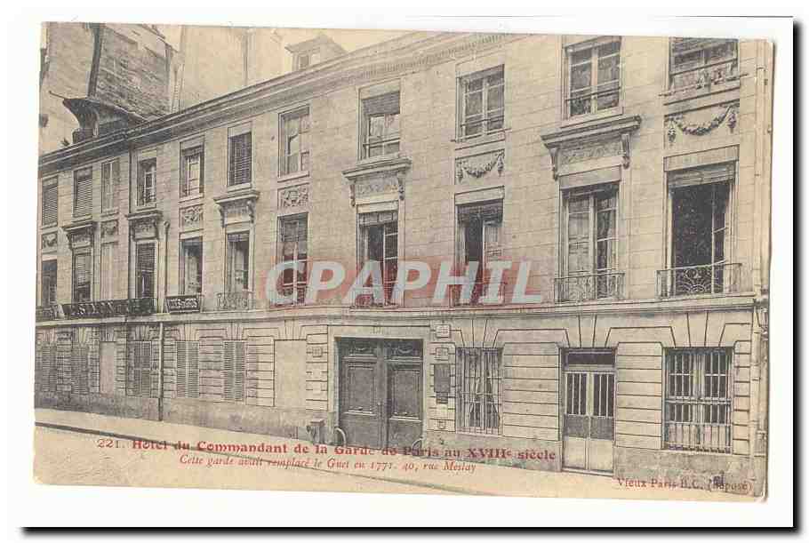 Paris (3eme) CPA hotel du commandant d ela garde de Pris au 18eme 40 rue Meslay