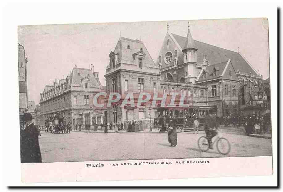 Paris (10eme) CPA Les arts et Metiers et la Rue Reaumur (tramway)
