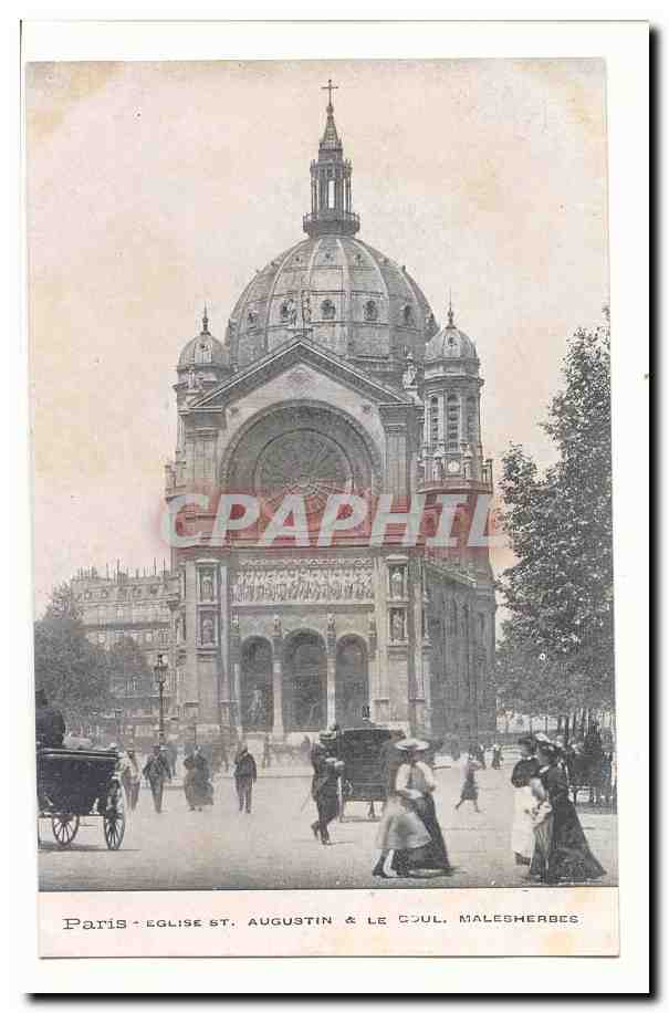 Paris (8eme) CPA Eglise St Augustin et la boulevard Malesherbes