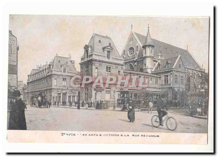 Paris (10eme) CPA Les arts et Metiers et la Rue Reaumur (tramway)