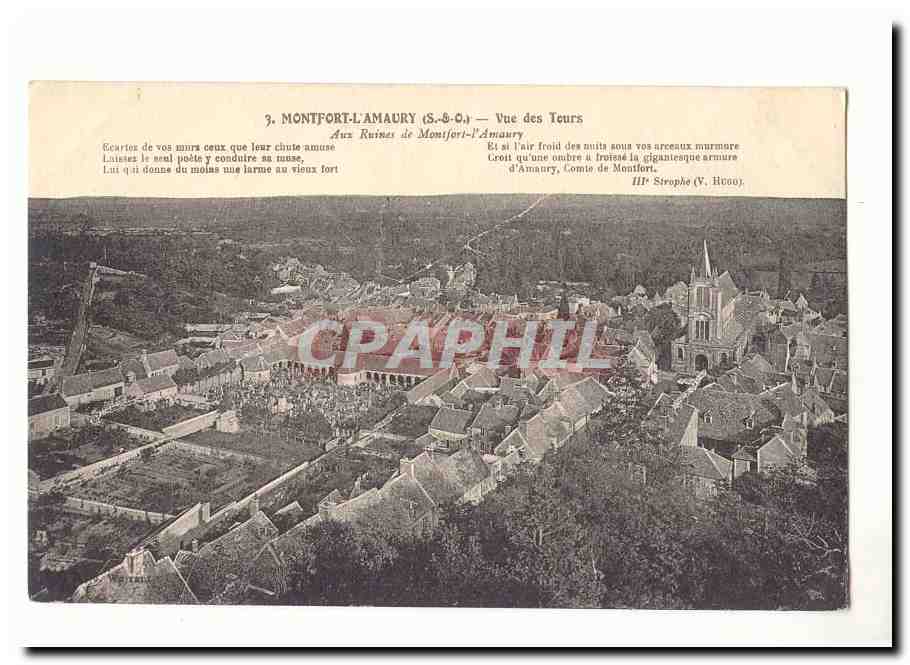 Montfort-l'Amaury (S.-B.-C.) — Uitzicht op de torens — Bij de Ruïnes van Montfort-l'Amaury