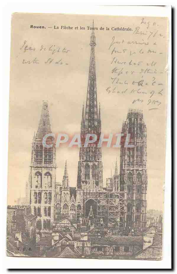 Rouen CPA La fleche et les tours de la cathedrale