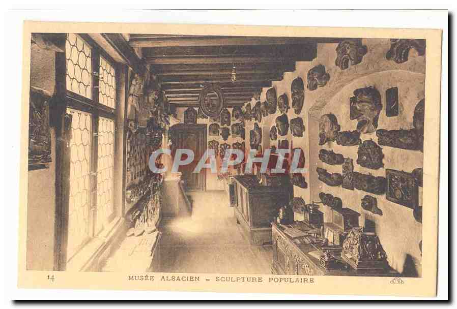 CPA Musee alsacien sculpture populaire (masques)