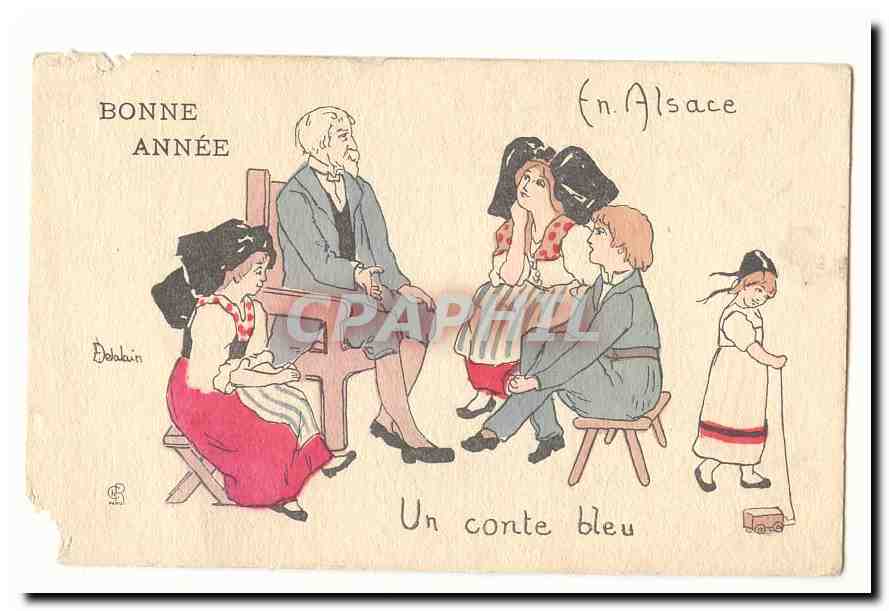 Bonne Annee en Alsace CPA Un conte bleu