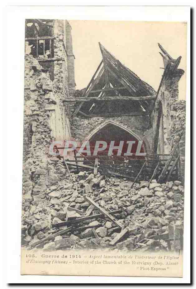 Église d'Élatvigny (Aisne) — Détails de destruction — Phot-Express