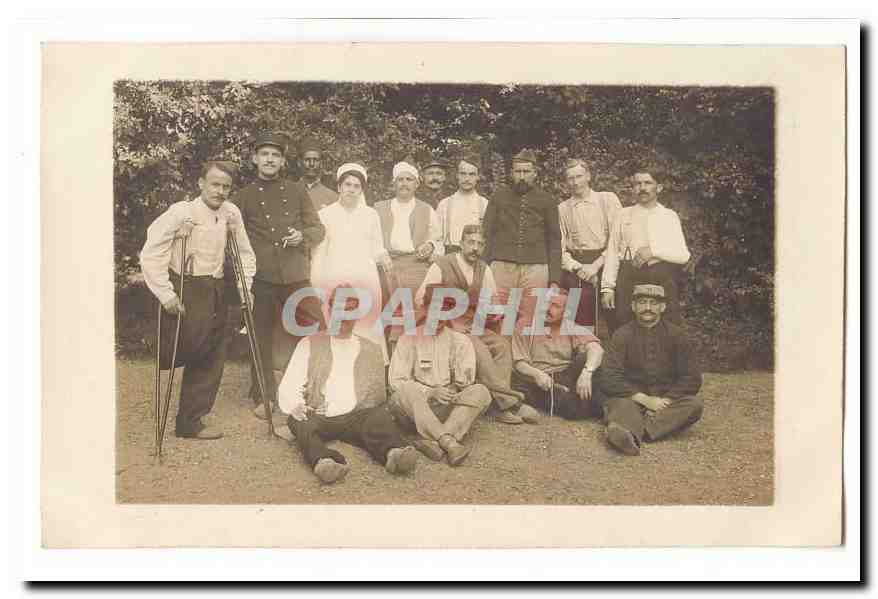 Carte photo CPA Soldats (miliaria) Hopital Blesses