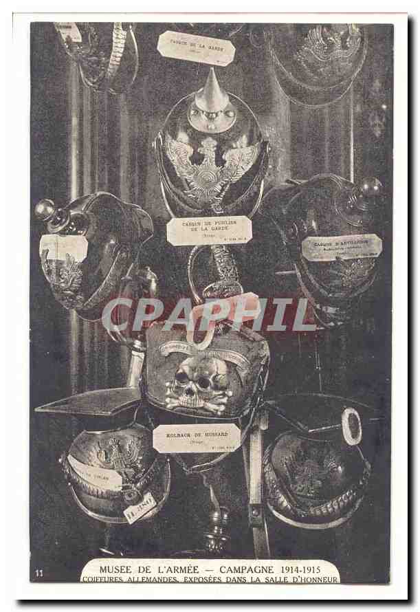 Musee de l'armee CPA Campagne 1914-15 Coiffures allemandes exposees dans als alle d'honneur