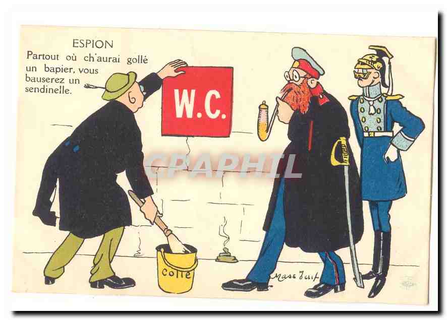 CPA Espion Partout ou ch'aurai golle un bapier vous bauserez un sendinelle