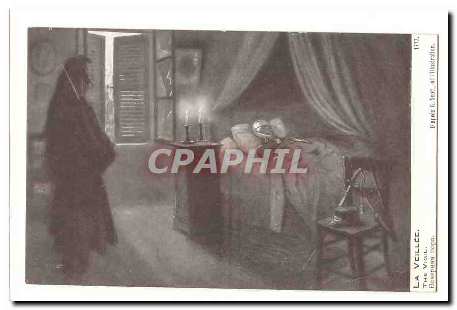 La veillee CPA d'apres G Scott (militaria)