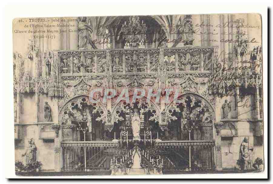 Troyes CPA Jube en pierre de l´eglise Sainte MAdeleine Oeuvre du maitre MAcon Jean Gaidet (1508-1517)