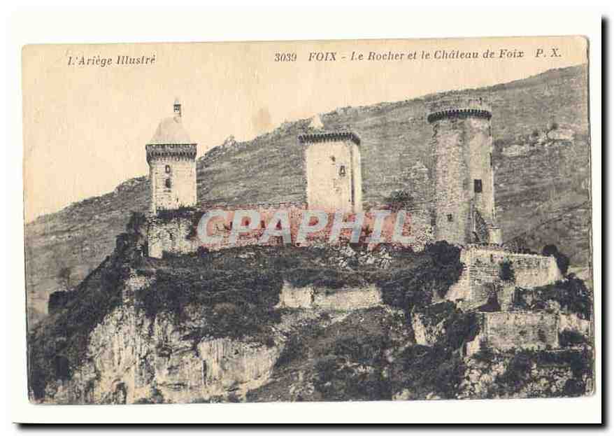 Foix CPM Le rocher et le chateau de Foix