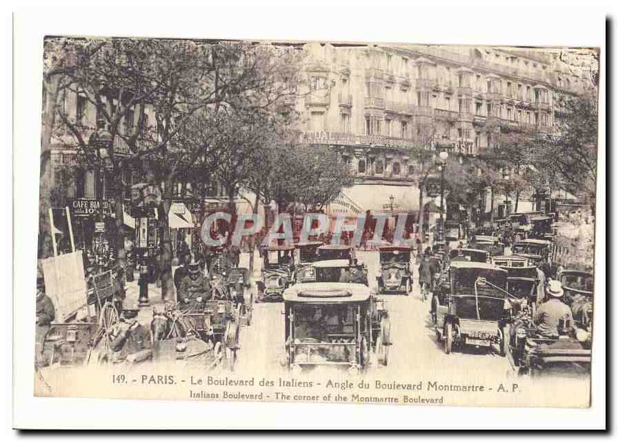 Paris CPA Le boulevard des Italiens Angle du boulevard Montmartre