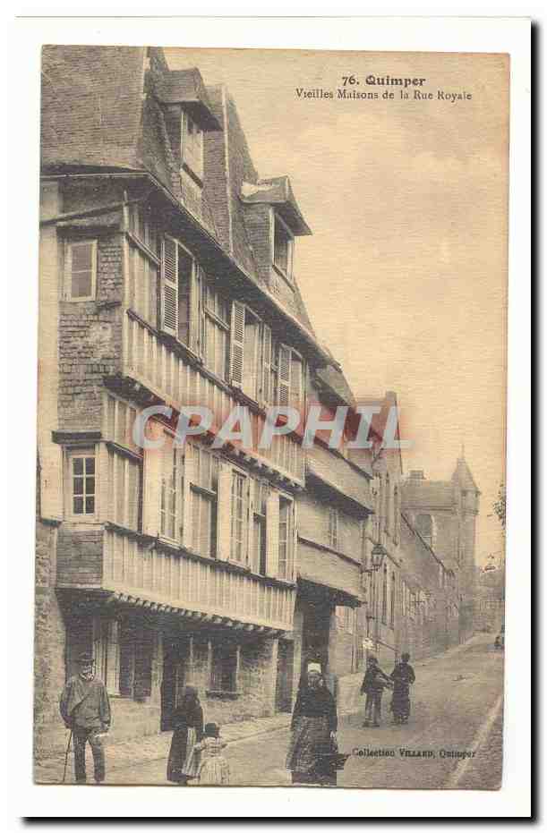 Quimper CPA Vieilles maisons de la rue Royale (coiffe animee)