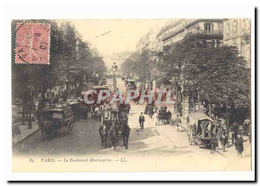 Paris (9eme) CPA La boulevard Montmartre (caleche petits metiers) (tres animee)