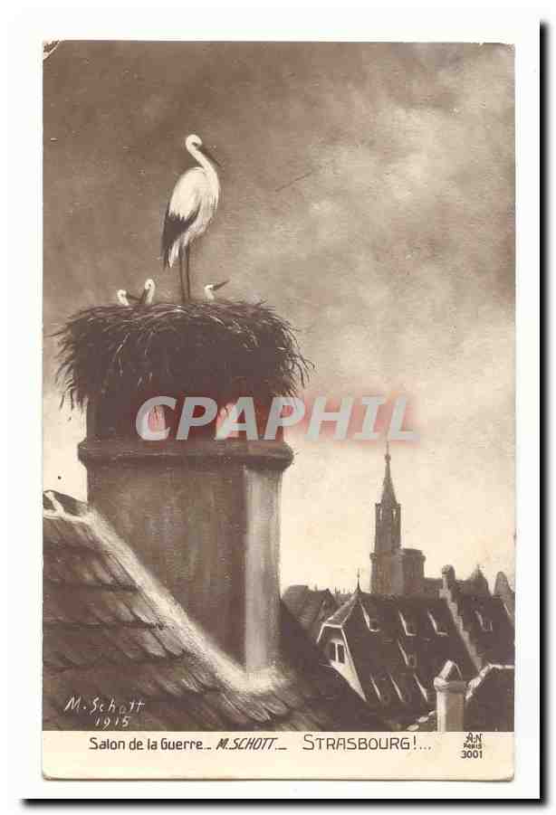 CPA Salon de la guerre M Schott Strasbourg (cigogne)