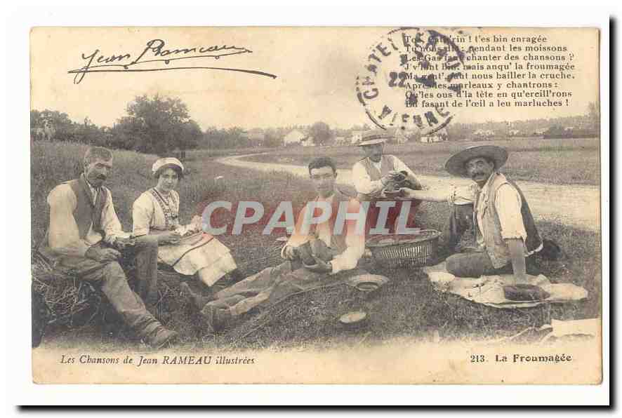 Les chansons de Jean Rameau illustrees CPA La froumagee repas des moissonneurs) TOP