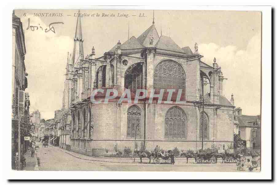 Montargis CPA L'eglise et la rue du Loing