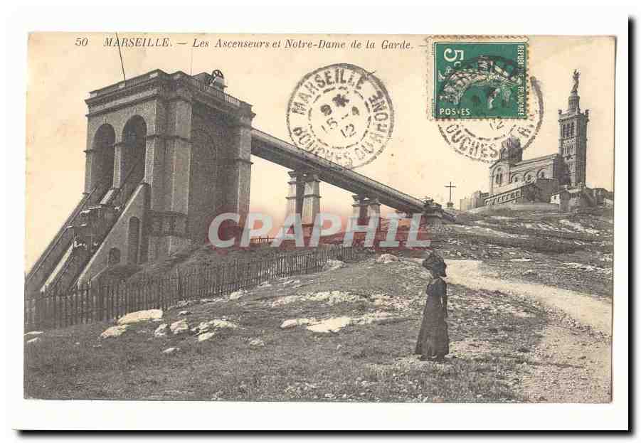 Marseille — Les Ascenseurs et Notre-Dame de la Garde — éditeur inconnu, n° 50