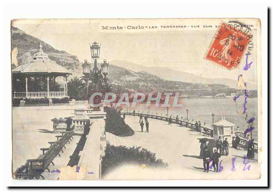 Monte-Carlo — Les Terrasses — Vue sur la mer — éditeur : P. Baudy