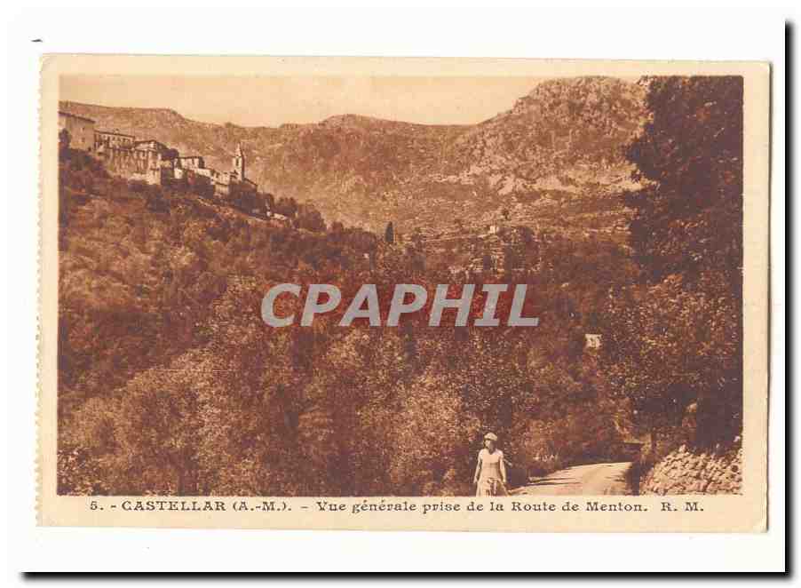 Castellar CPA Vue generale prise de la route de Menton