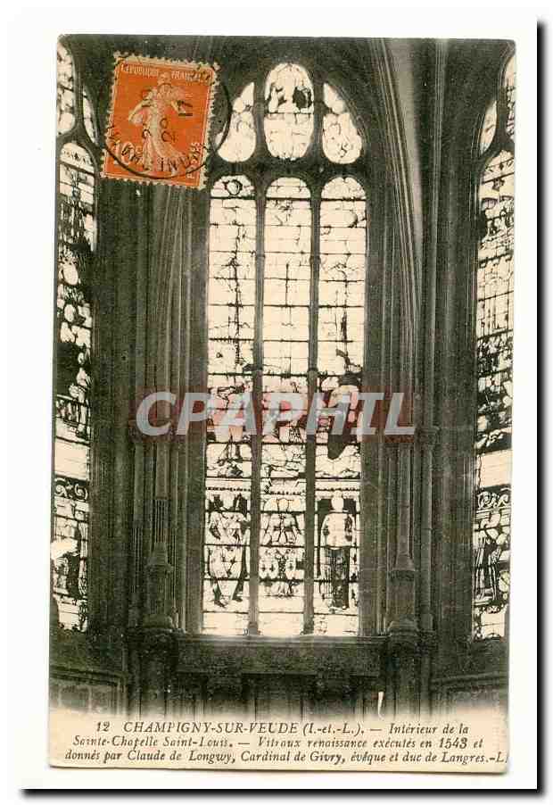 Champigny sur Veude CPA Interieur de la Sainte Chapelle Saint Louis Vitraux renaissance executes en 1543 et donnes par